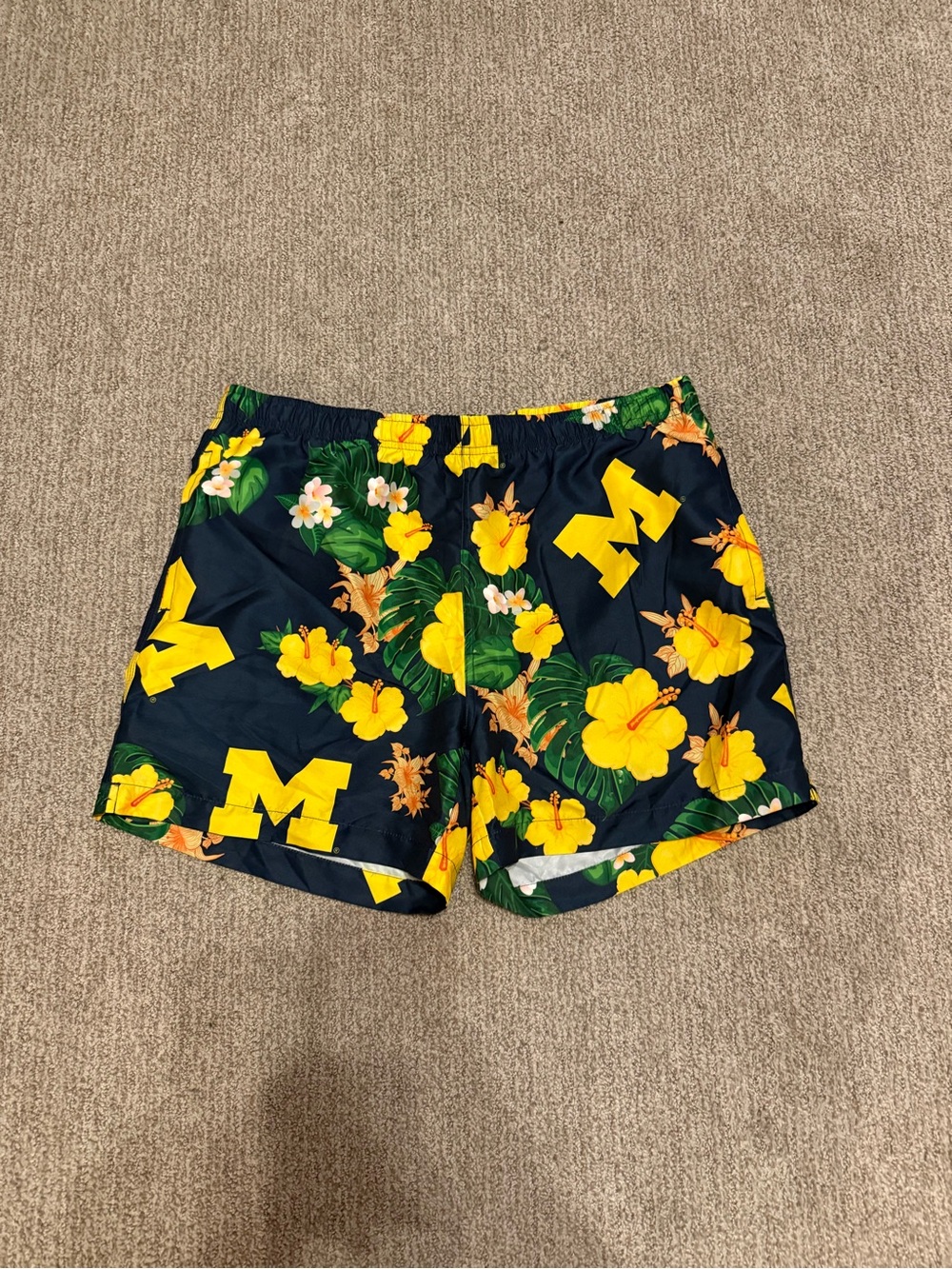 Navy Floral Swim Hybrids with Yellow Floral Print